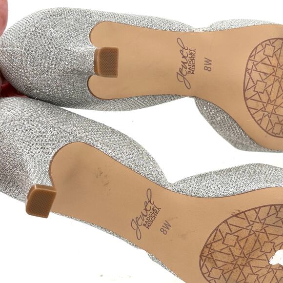 Badgley Mischka Dotty D'orsay Kitten Heels 8 8W Wide Silver NWOT Pumps Wedding - Picture 5 of 8